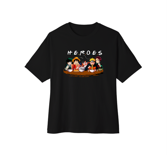 Camiseta oversize Heroes de Anime