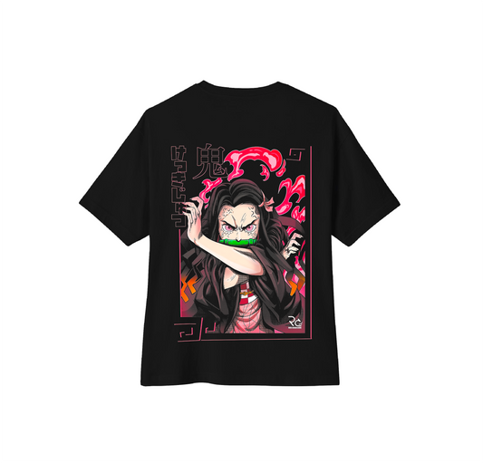 Camiseta oversize anime Kimetsu no Yaiba Nezuko Espalda DTF