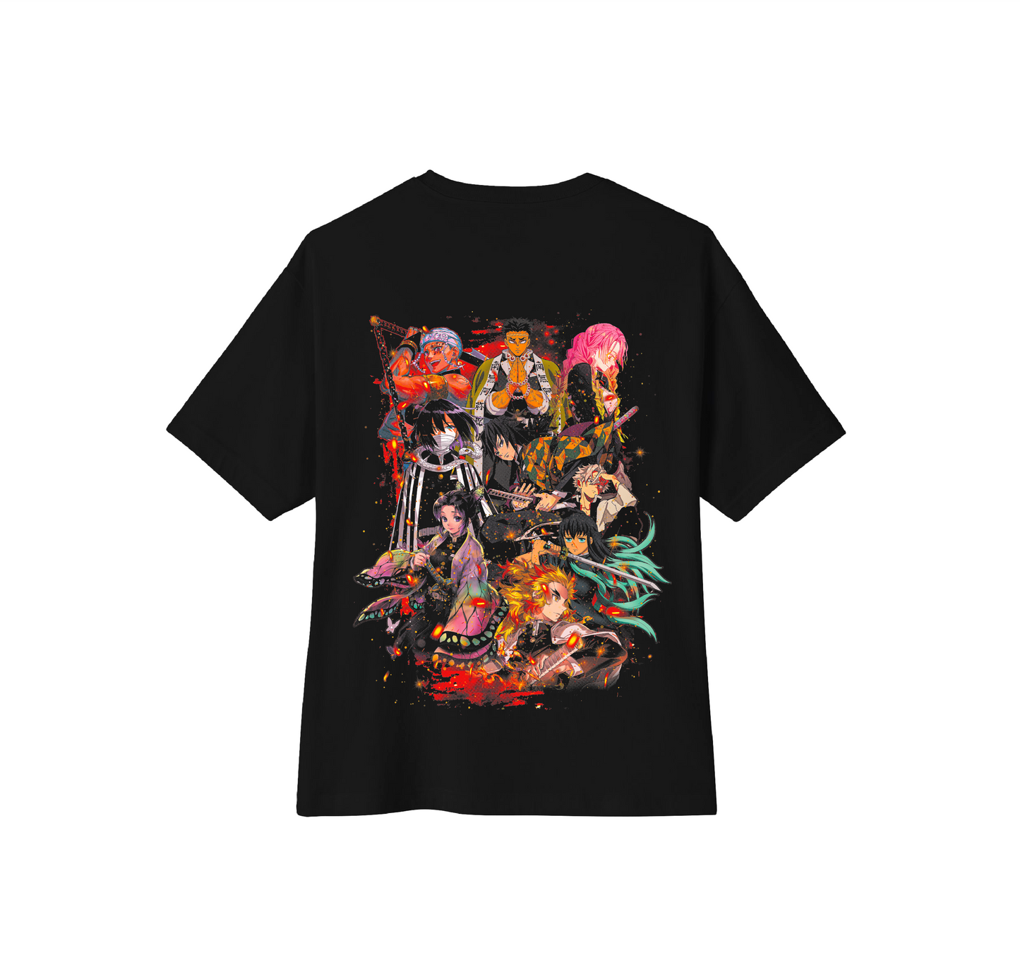 Camiseta oversize anime Kimetsu no Yaiba Pilares Espalda DTF