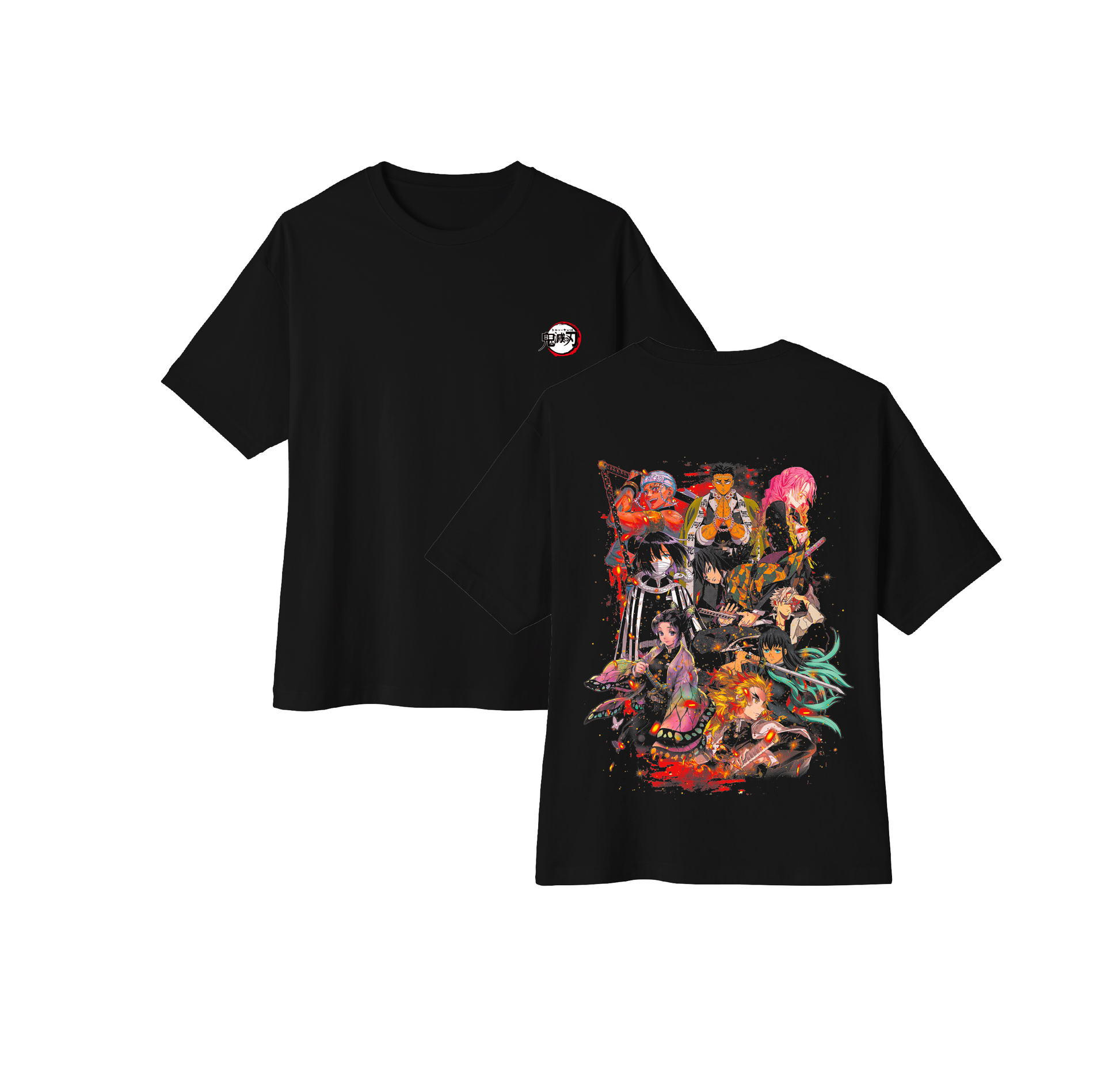 Camiseta oversize anime Kimetsu no Yaiba Pilares DTF