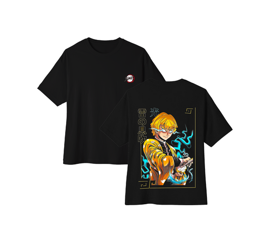Camiseta oversize anime Kimetsu no Yaiba Zenitsu Pilar Trueno DTF